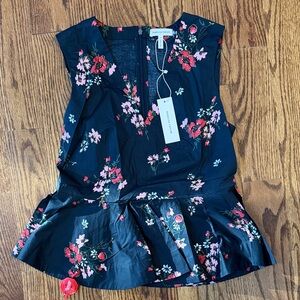 Rebecca Taylor Floral sleeveless peplum Blouse